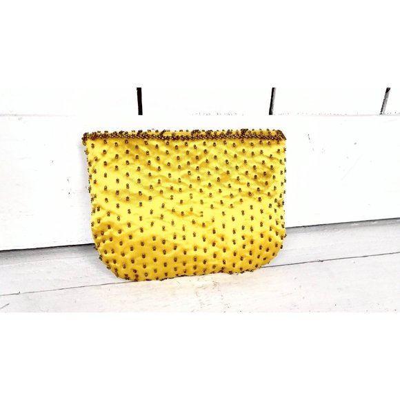 Vintage Golden Crown gold sequins beaded small evening clutch purse - Picture 3 of 4